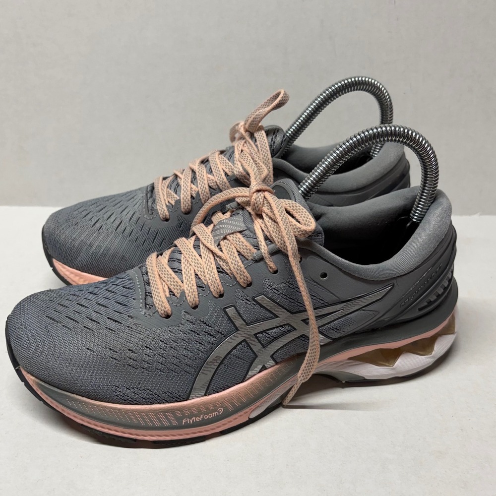 ASICS Women Running Shoes 6.5 Grey Peach Gel-Kayano 27 1012A649‎ Athletic